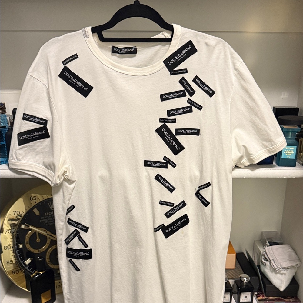 Dolce & Gabbana White Logo Patch Men's Tee
